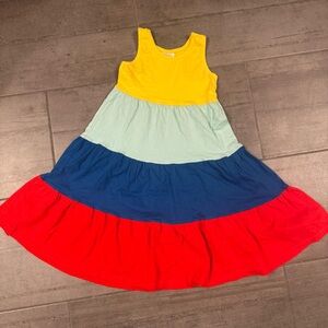 Hanna Andersson Multicolor Tiered Dress 6 7 8 130 100% cotton